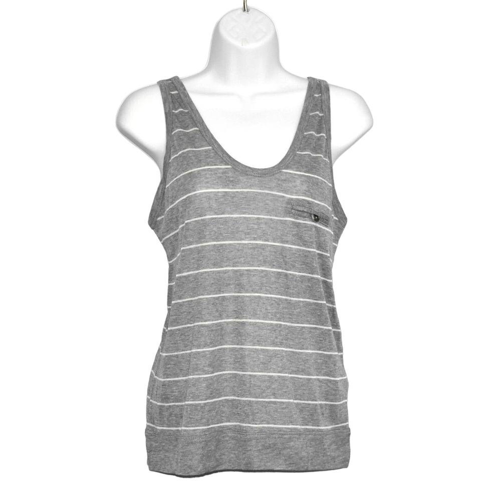 A5 NEW T ALEXANDER WANG Grey Knit Striped Hidden Buttoned Pocket Tank Top Sz XS